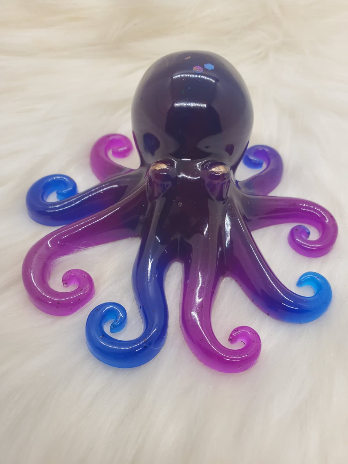 Handmade Purple & Blue Resin Octopus Paperweight