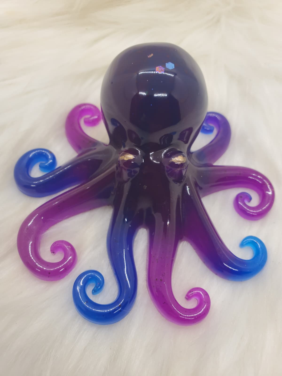 Handmade Purple & Blue Resin Octopus Paperweight