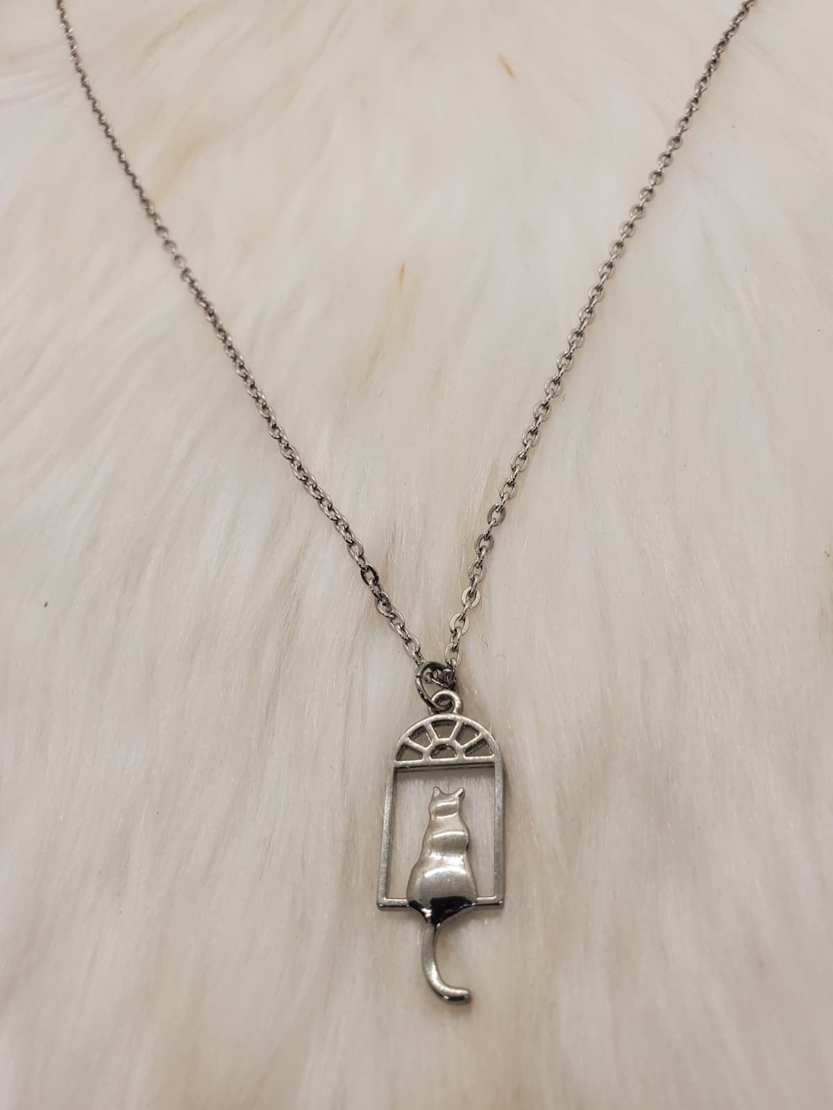 Sterling Silver Cat Pendant Necklace