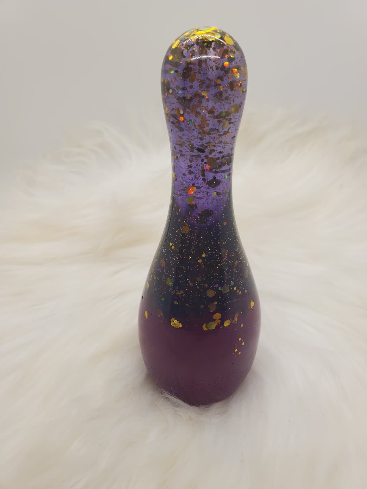 Purple & Gold Handmade Resin Paperweight Art