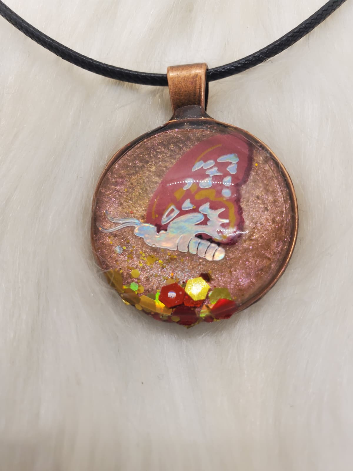 Handmade Butterfly Resin Pendant Necklace - 20”