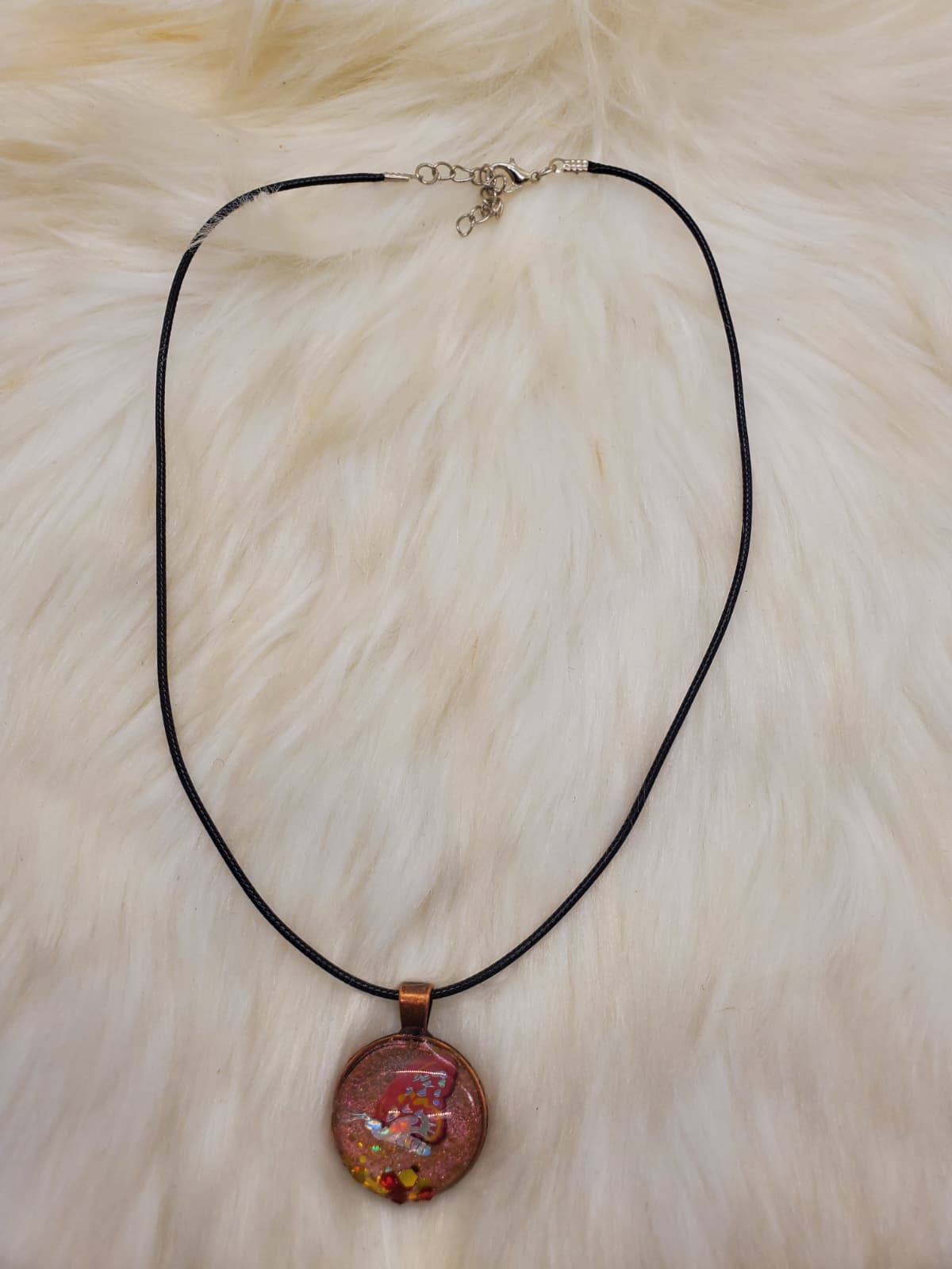 Handmade Butterfly Resin Pendant Necklace - 20”