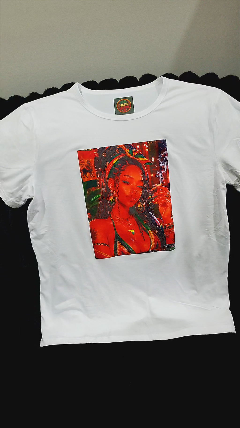 White sublimation T-shirt Rasta vibes