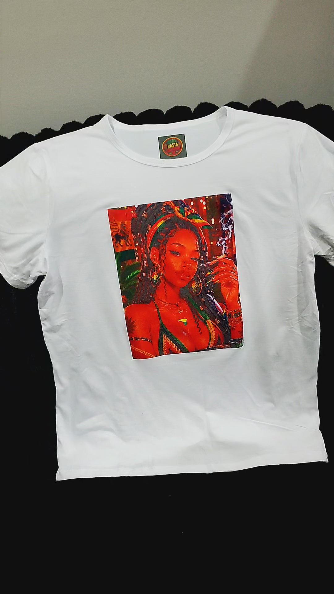 White sublimation T-shirt Rasta vibes