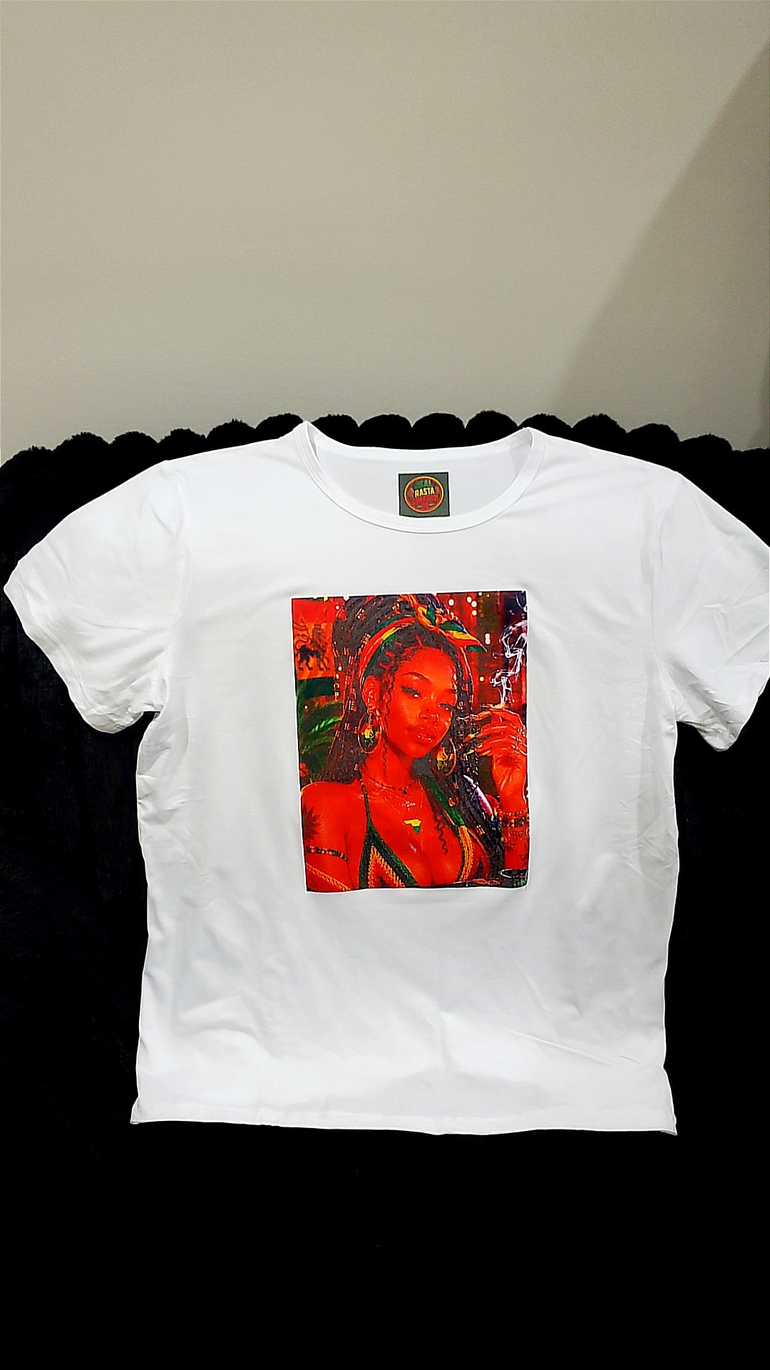 White sublimation T-shirt Rasta vibes