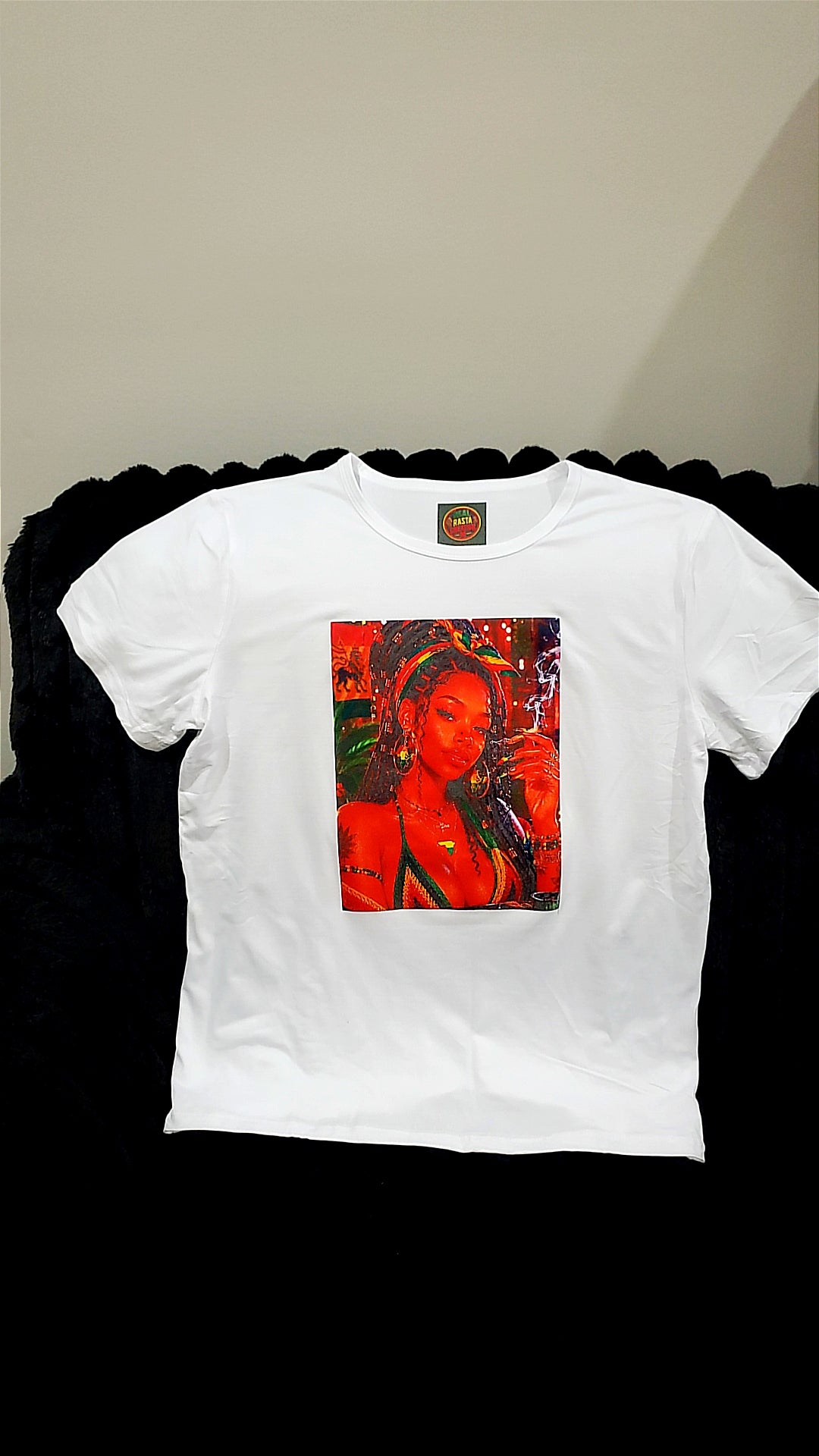 White sublimation T-shirt Rasta vibes