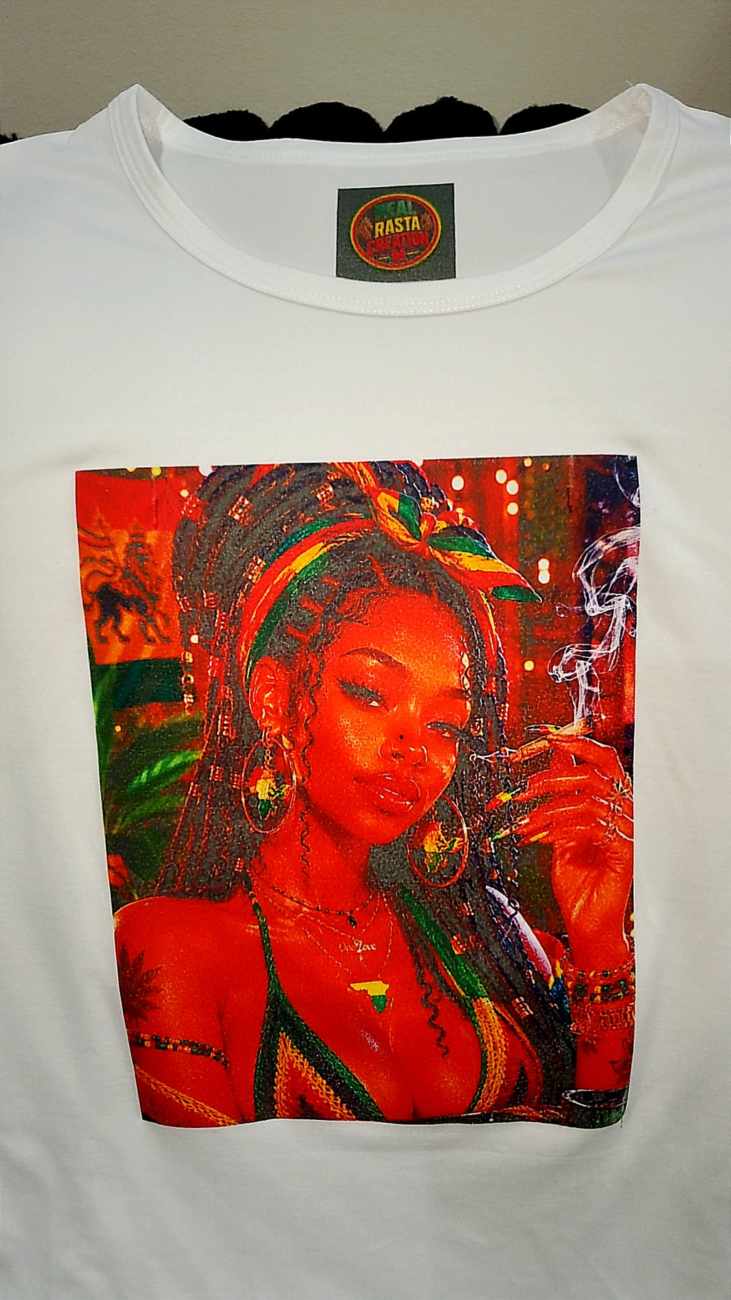 White sublimation T-shirt Rasta vibes
